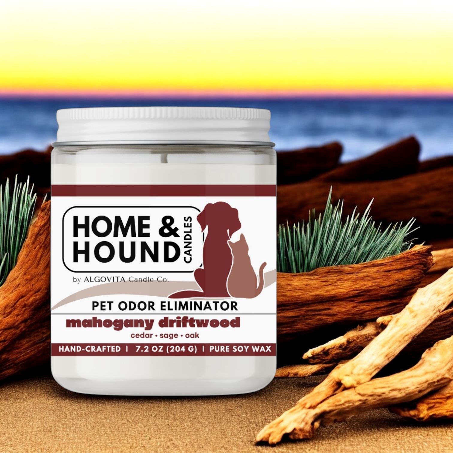 Mahogany Driftwood Pet Odor Eliminator Candle