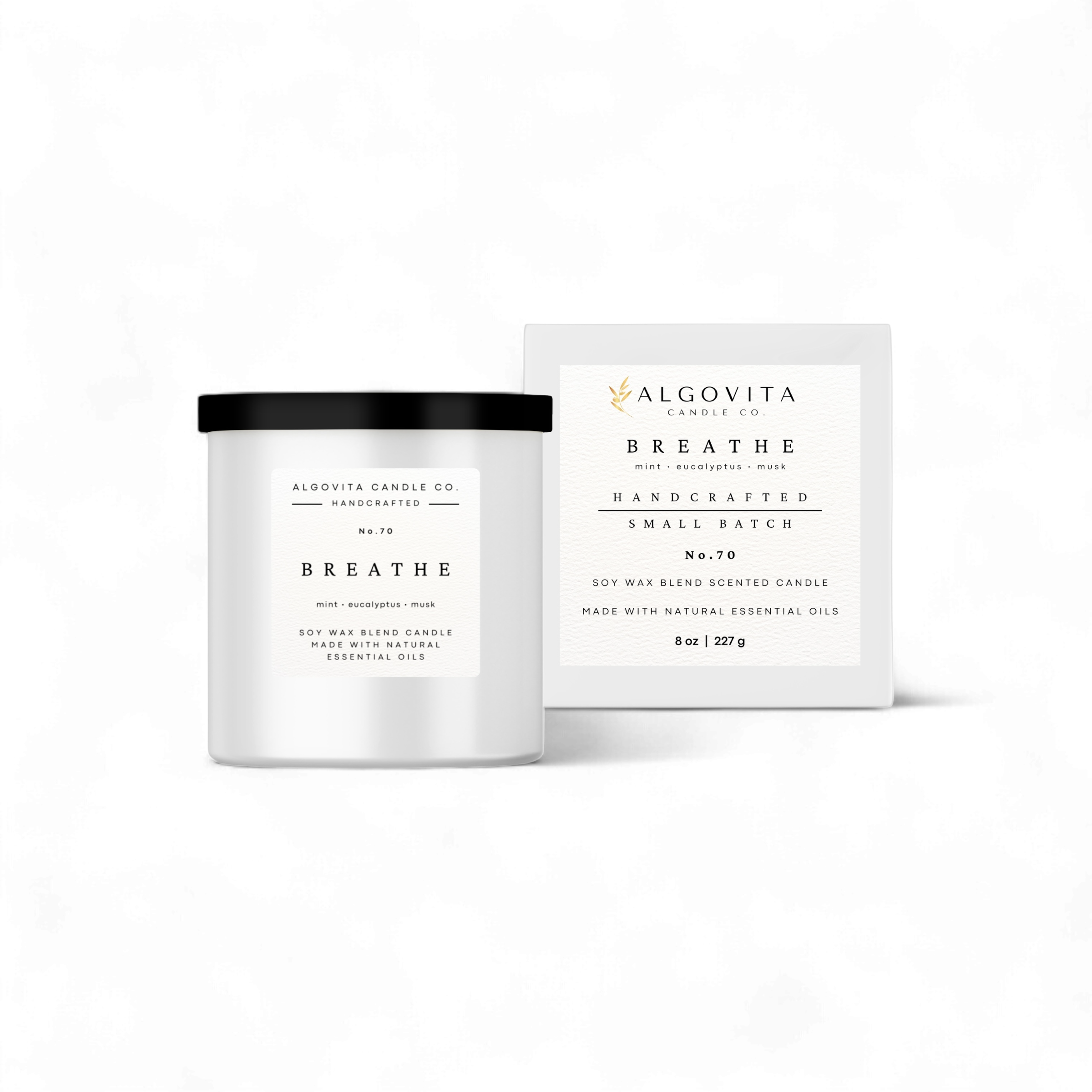Breathe, Luxury Scented Candle with Mint, Eucalyptus, and Musk