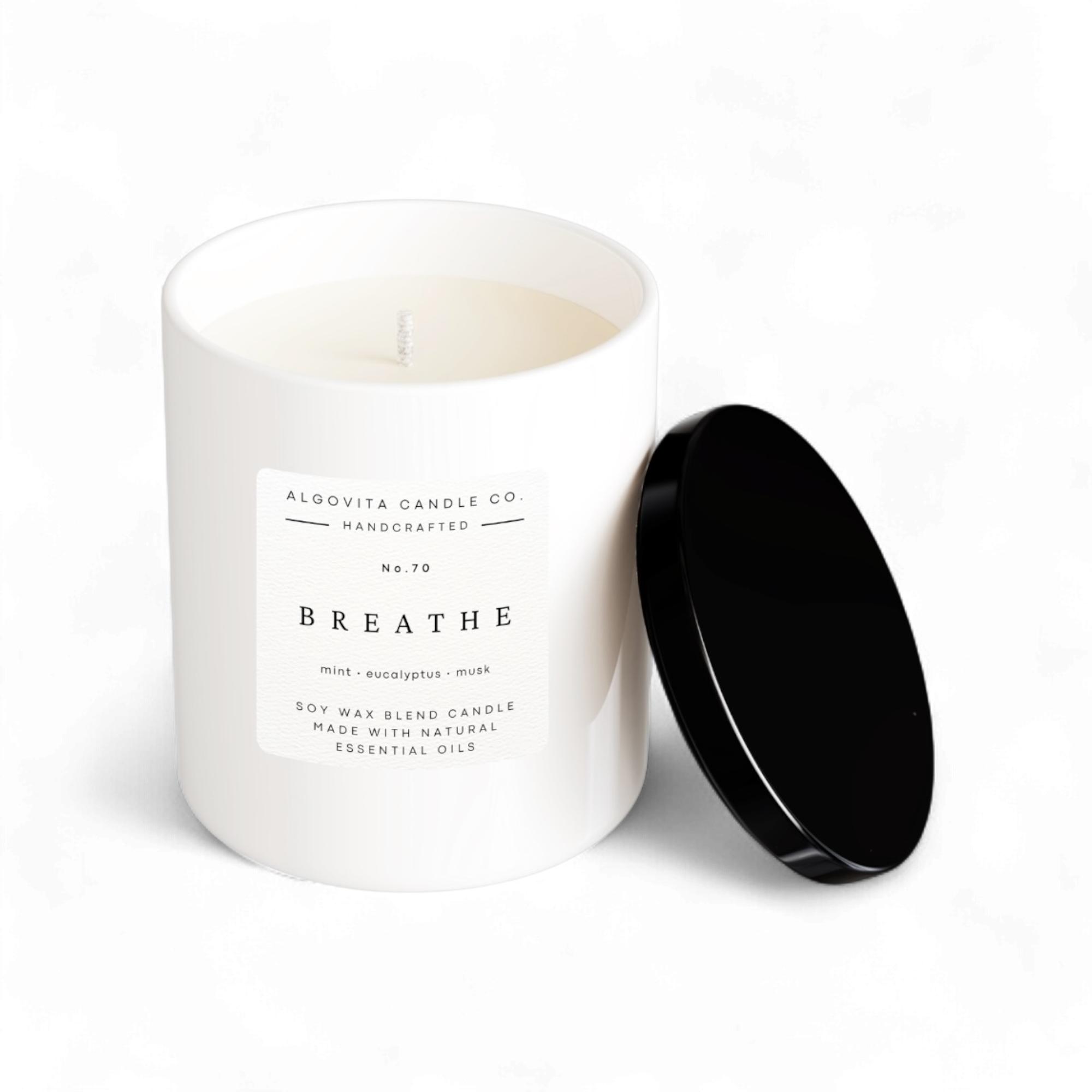Breathe, Luxury Scented Candle with Mint, Eucalyptus, and Musk