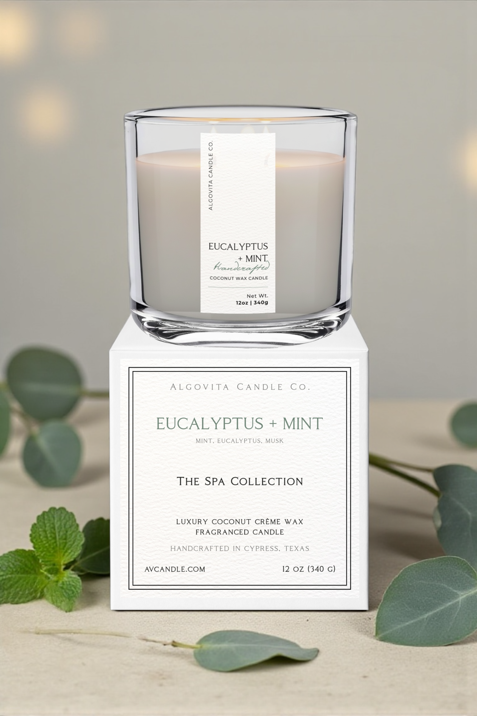 Algovita Eucalyptus Mint Coconut Crème Wax Fragranced Candle