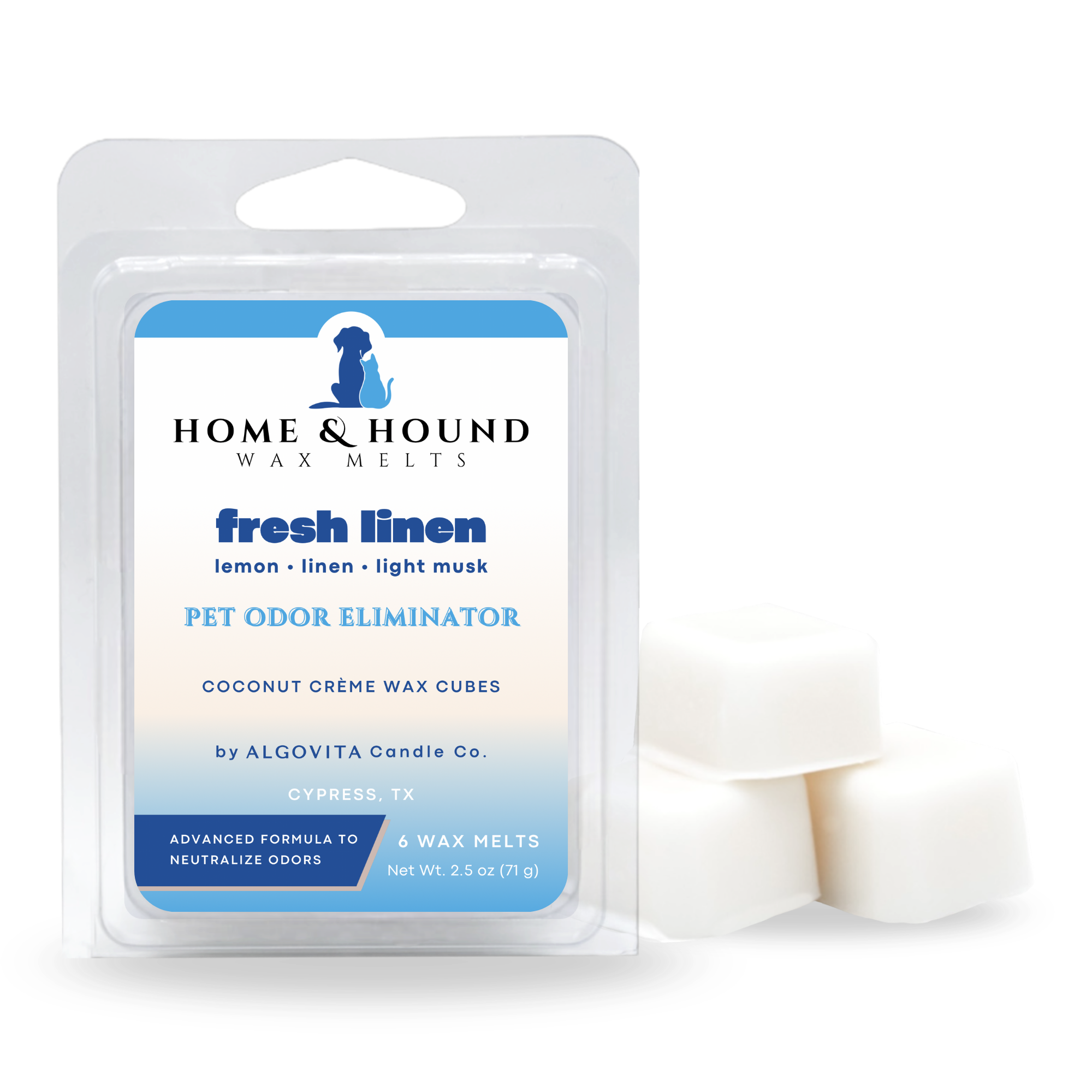 Home and Hound Fresh Linen Pet Odor Eliminator Coconut Crème Wax Melt Cubes