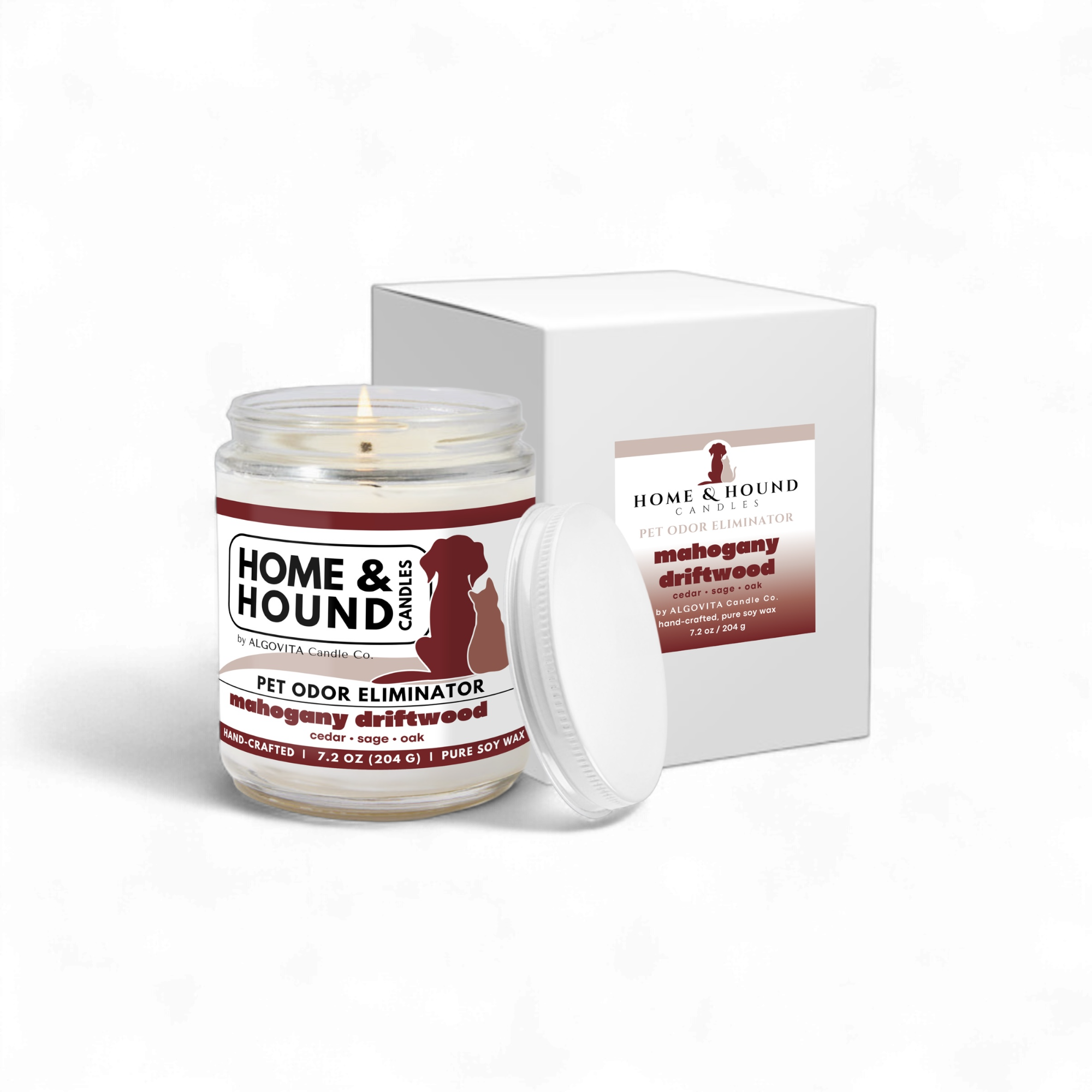 Home and Hound Mahogany Driftwood Odor Eliminator Soy Wax Candle