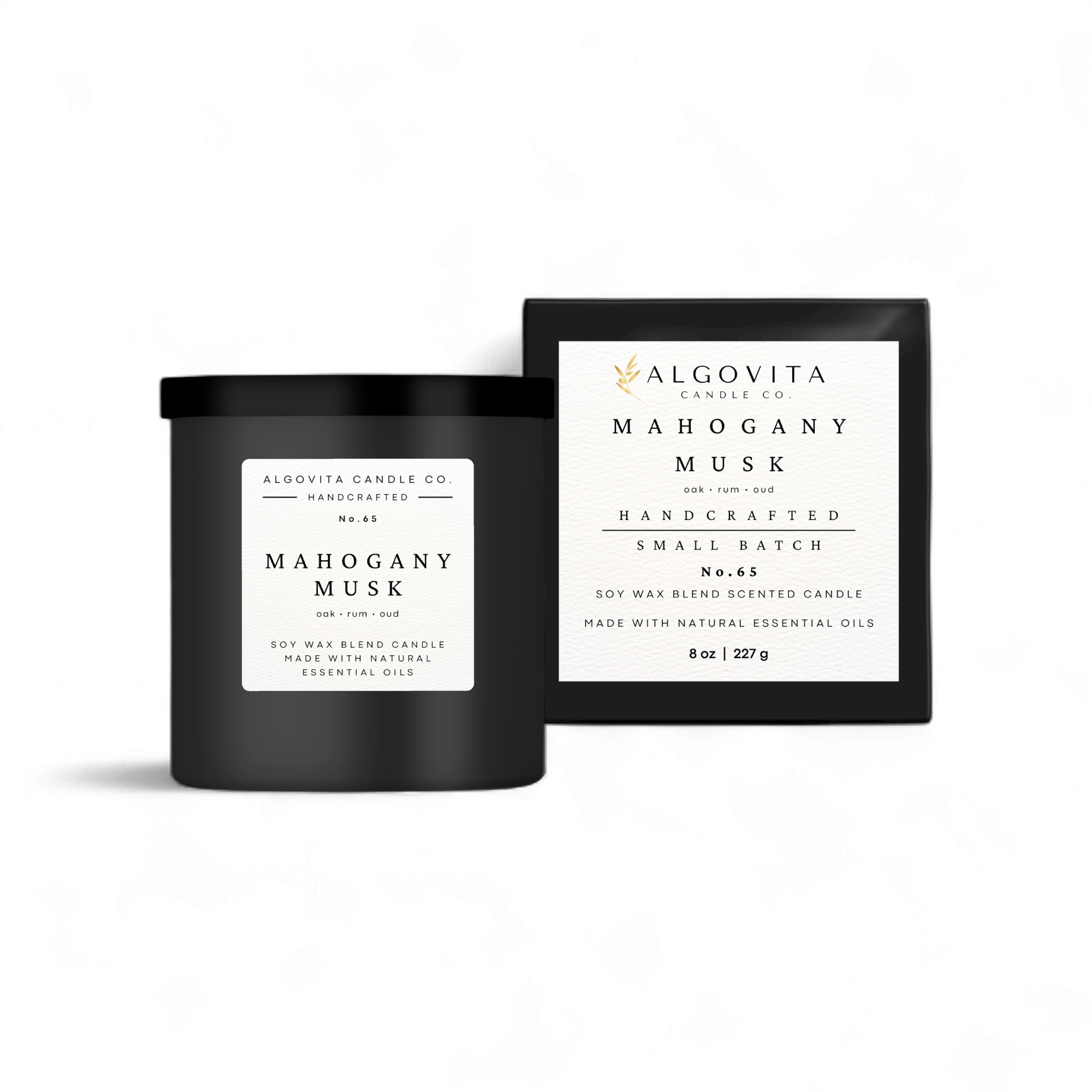 Mahogany Musk Scented Candle with Oak, Rum, and Oud Wood.