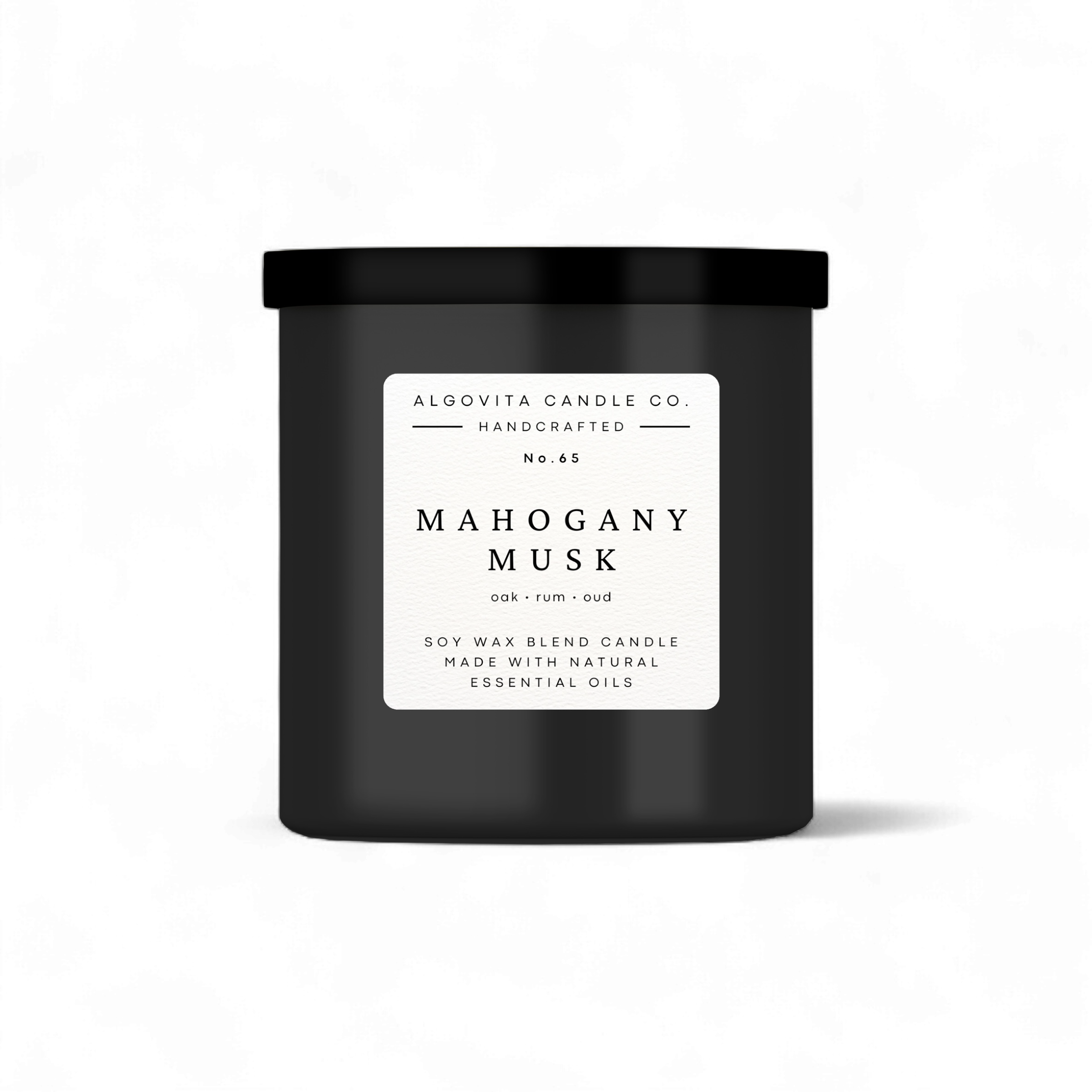 Mahogany Musk Scented Candle with Oak, Rum, and Oud Wood.