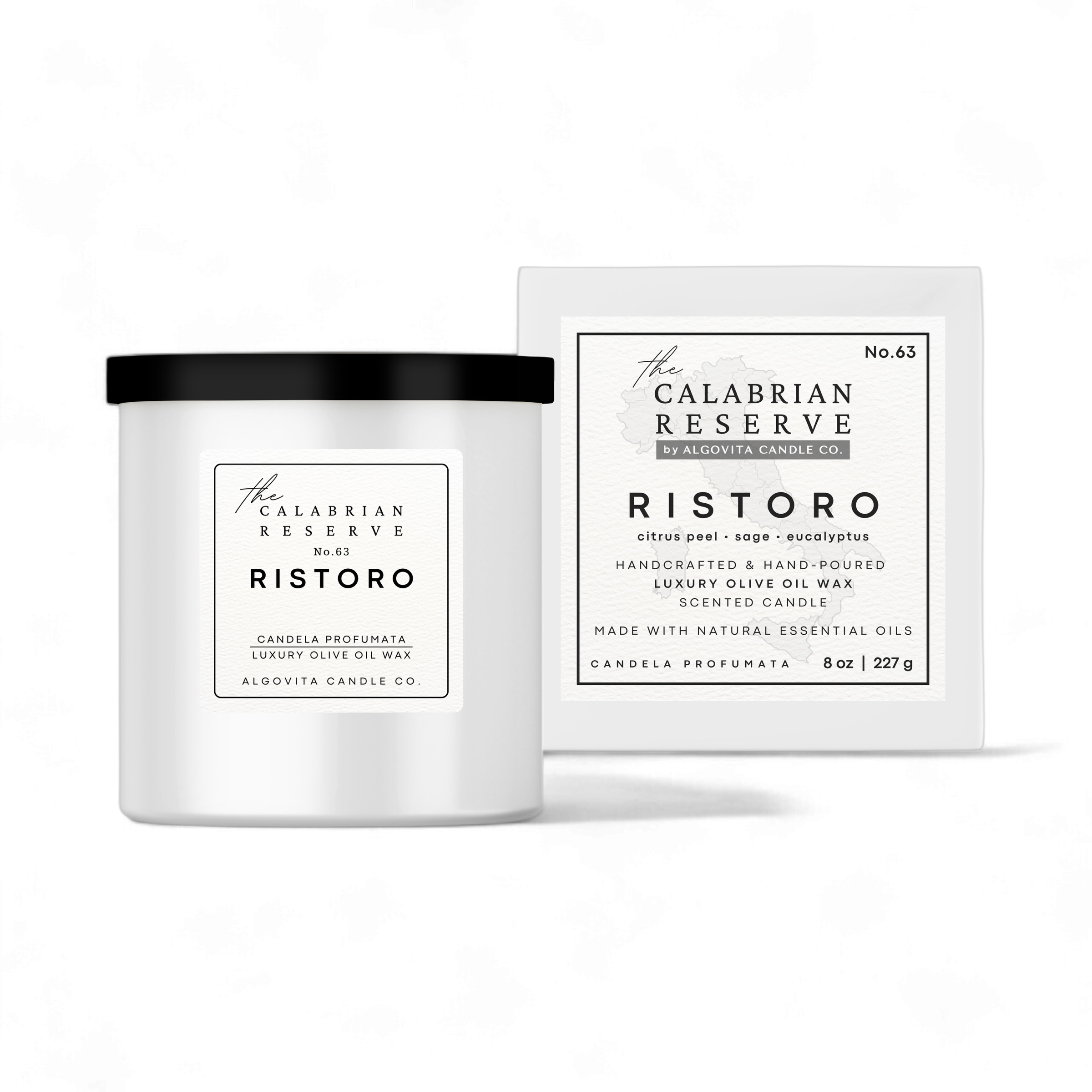 Ristoro Luxury Scented Candle with Citrus, Sage, and Eucalyptus