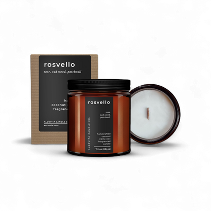 Rosvello Scented Coconut Crème Wax Wood Wick Candle