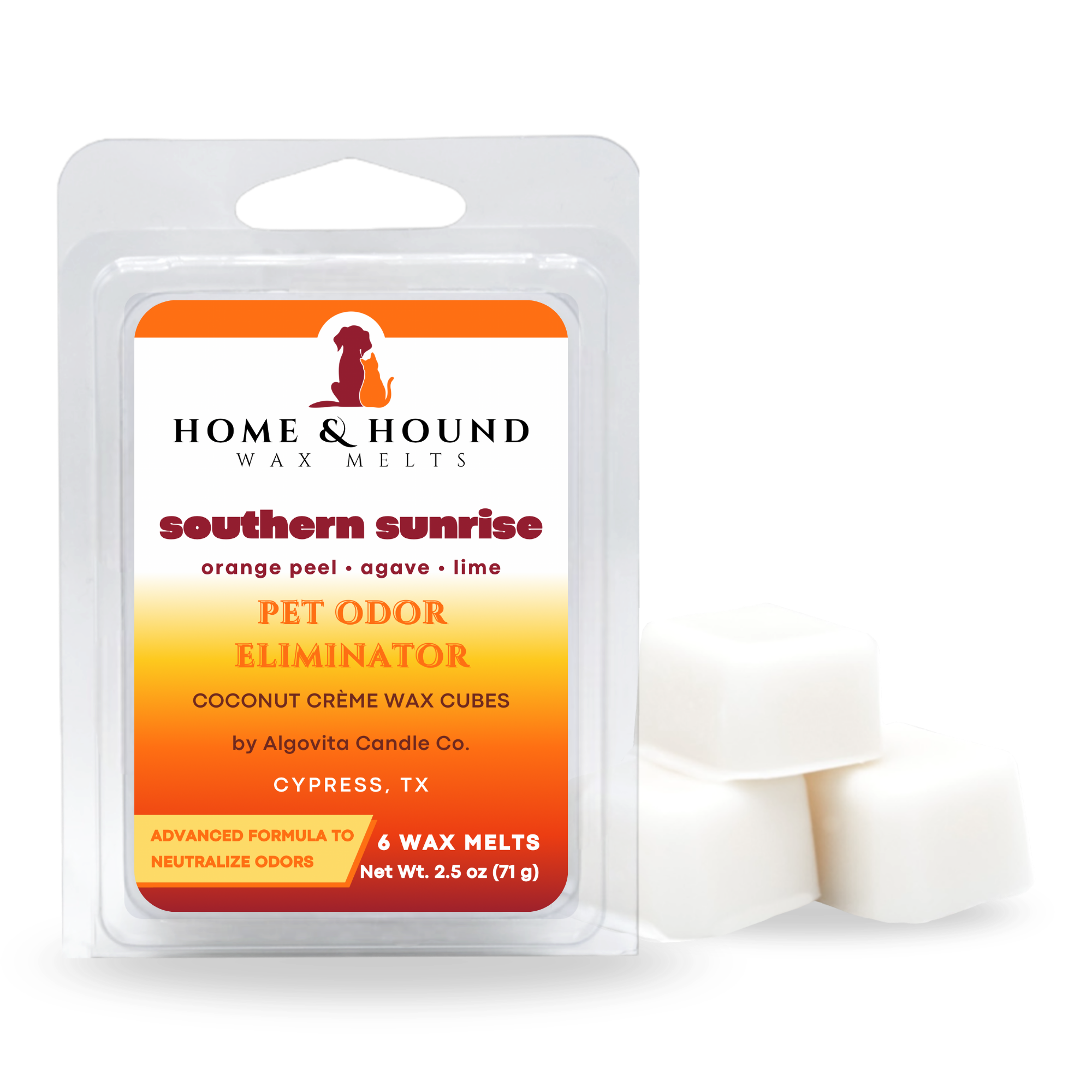 Home and Hound Southern Sunrise Pet Odor Eliminator Coconut Crème Wax Melt Cubes