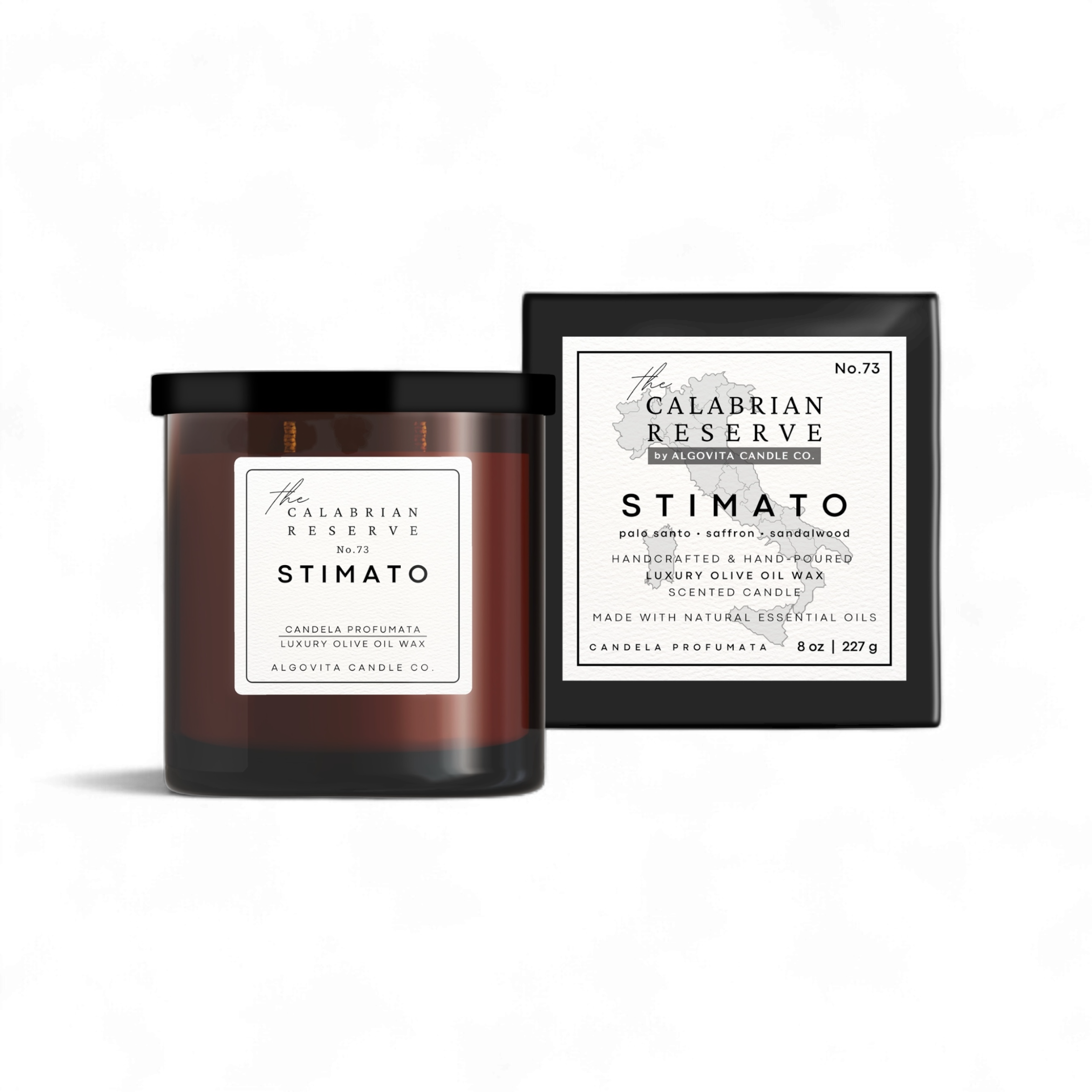 Stimato Luxury Scented Candle with Palo Santo, Saffron, and Sandalwood