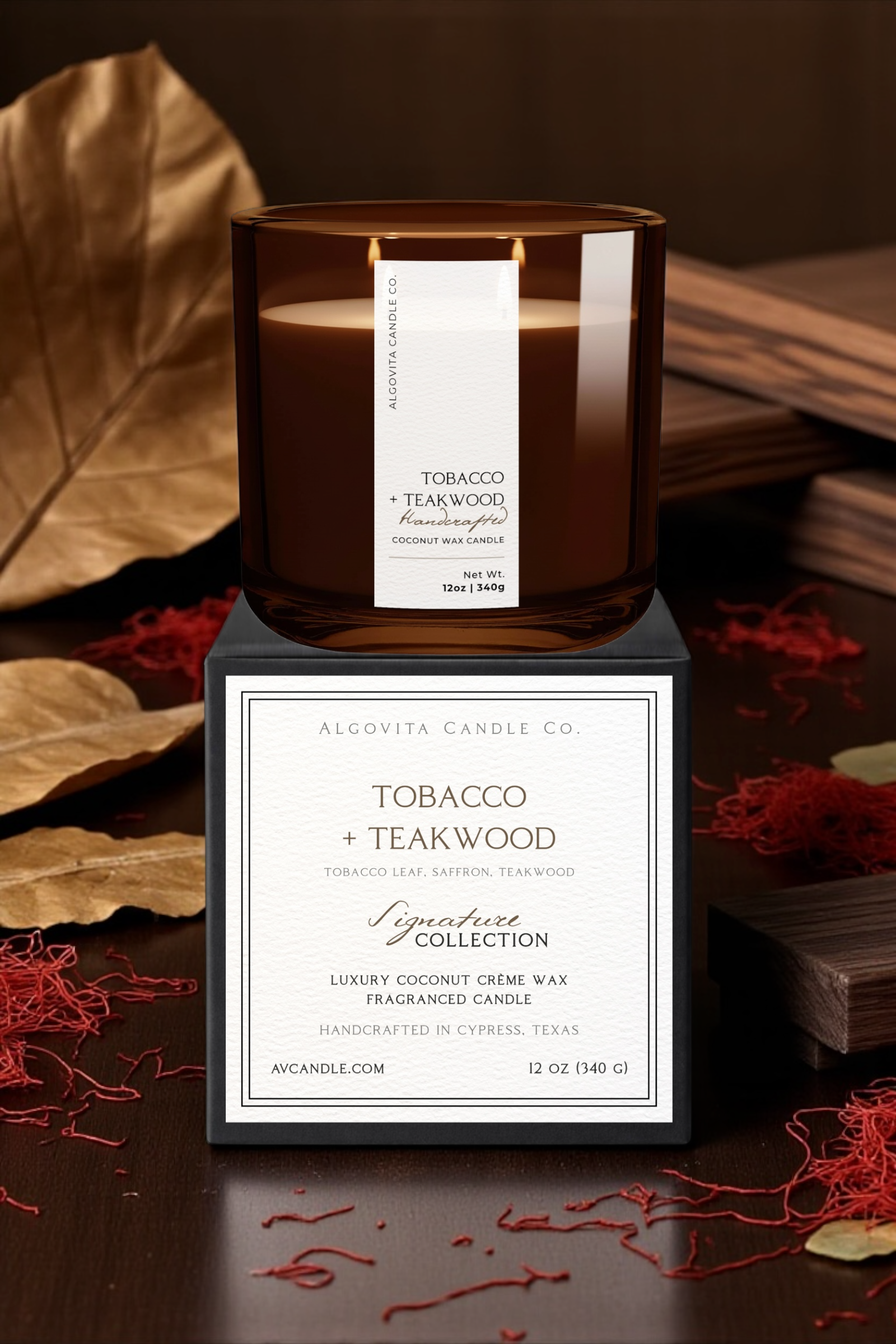 Tobacco + Teakwood Coconut Wax Fragranced Candle